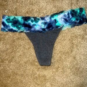 PINK grey with tie die blues on the lace thong